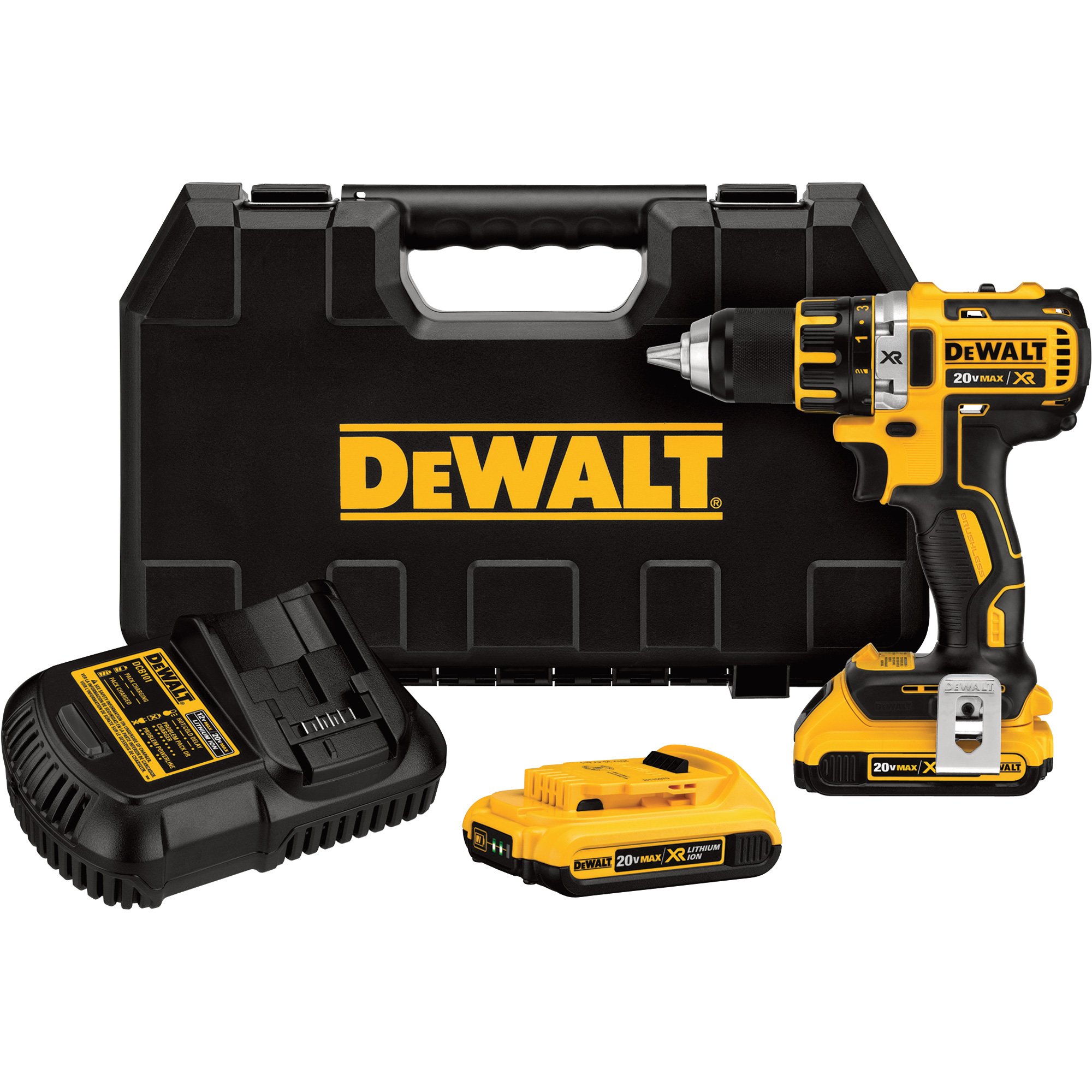 DEWALT 20V MAX XR Lithium-Ion Brushless Compact Drill/Driver Kit — 20 Volt, 1/2in. Chuck, Model# DCD790D2